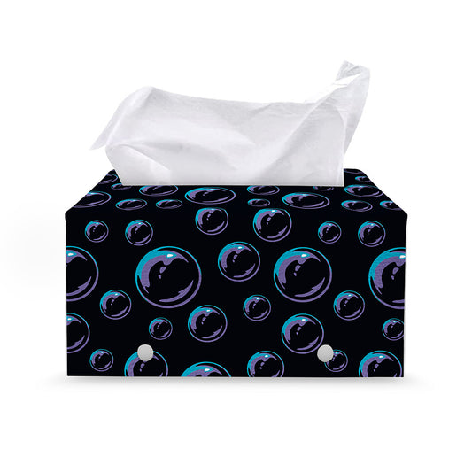 Blue And Purple Bubble Pattern Print Leather Tissue Box Cover