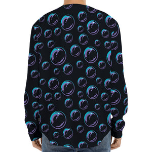 Blue And Purple Bubble Pattern Print Long Sleeve Baseball Jersey