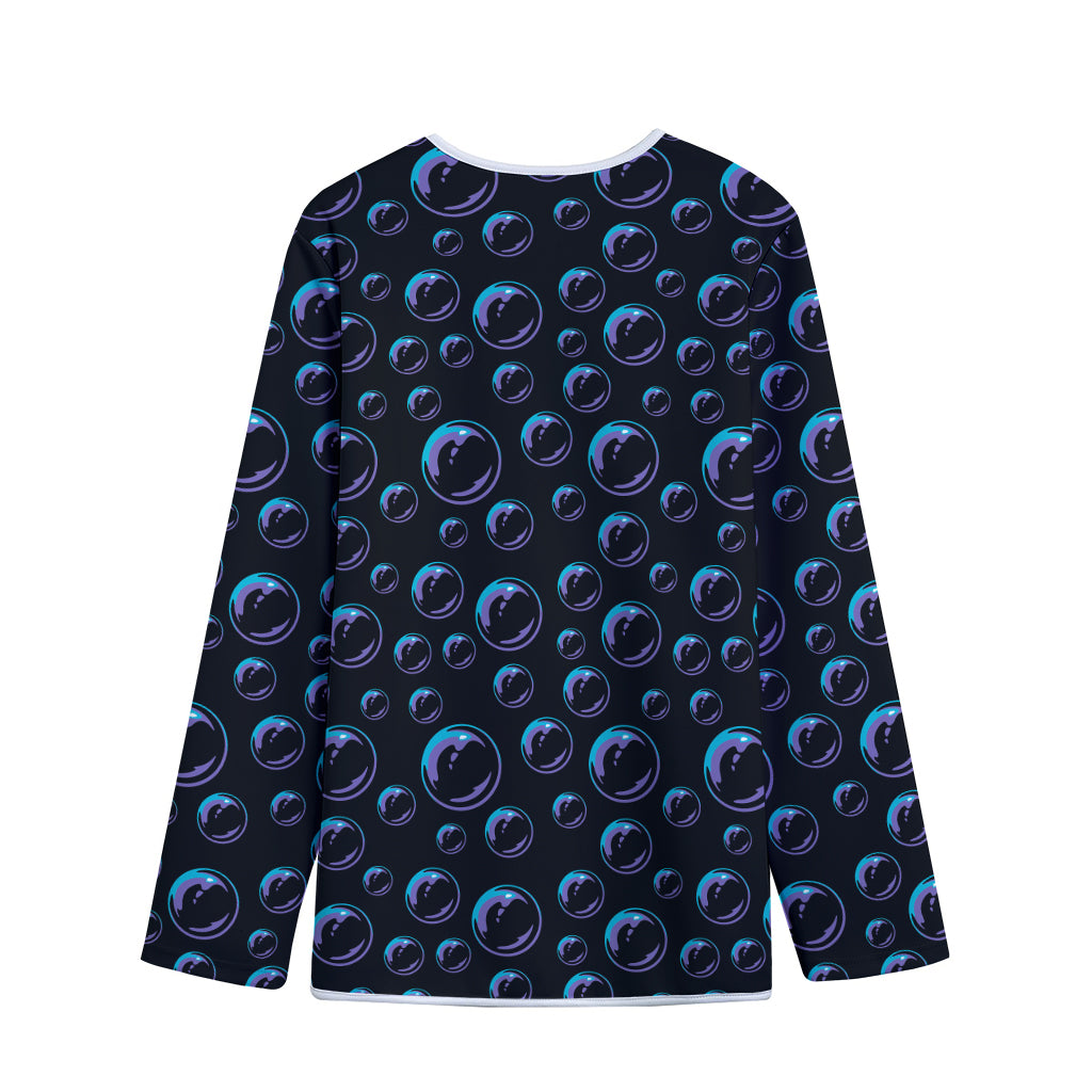 Blue And Purple Bubble Pattern Print Long Sleeve Short Coat