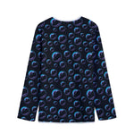 Blue And Purple Bubble Pattern Print Long Sleeve Short Coat