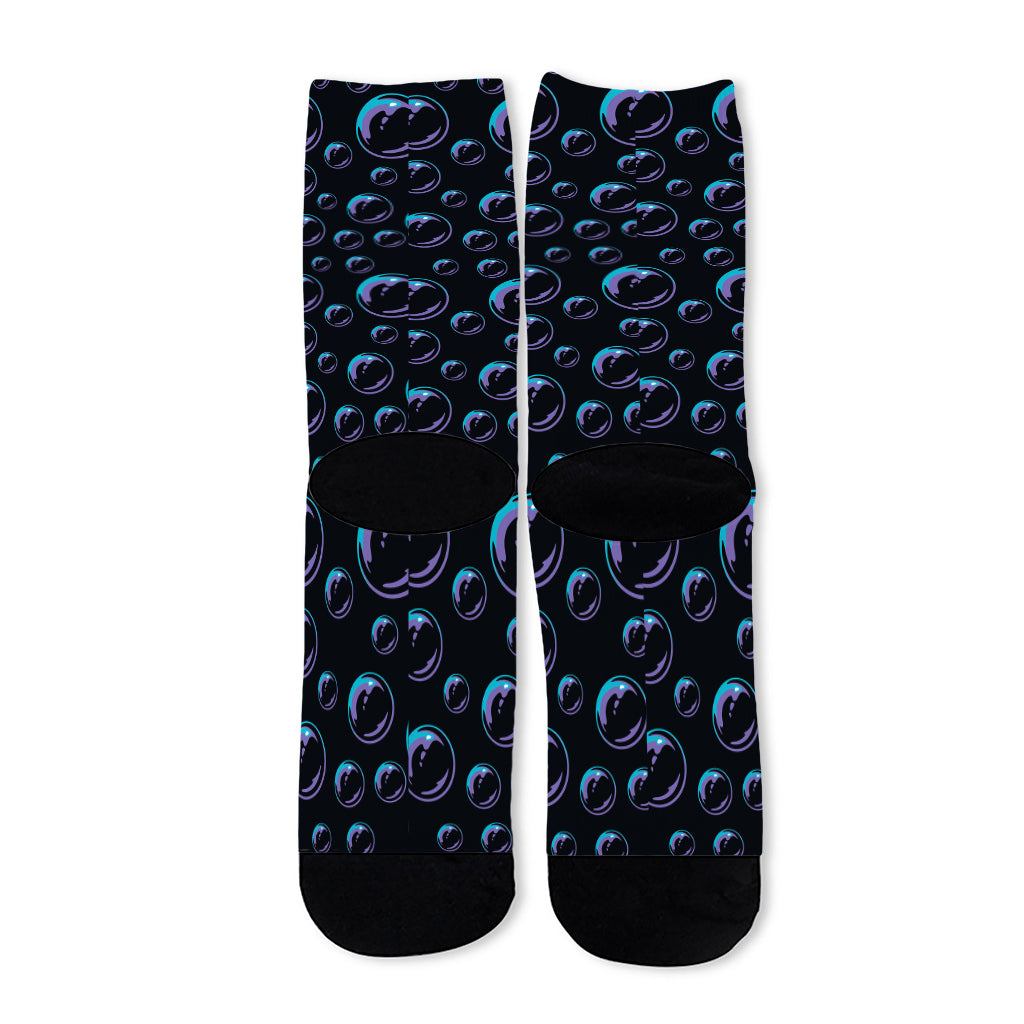 Blue And Purple Bubble Pattern Print Long Socks