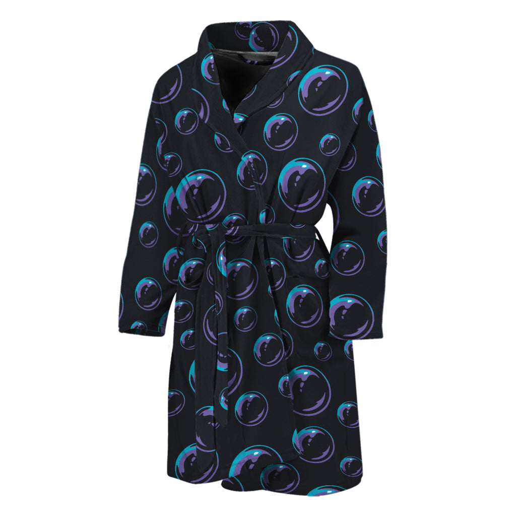 Blue And Purple Bubble Pattern Print Men's Bathrobe