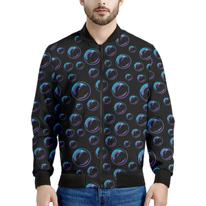 Blue And Purple Bubble Pattern Print Men's Bomber Jacket