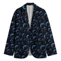 Blue And Purple Bubble Pattern Print Men's Cotton Blazer