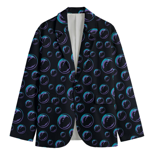Blue And Purple Bubble Pattern Print Men's Cotton Blazer