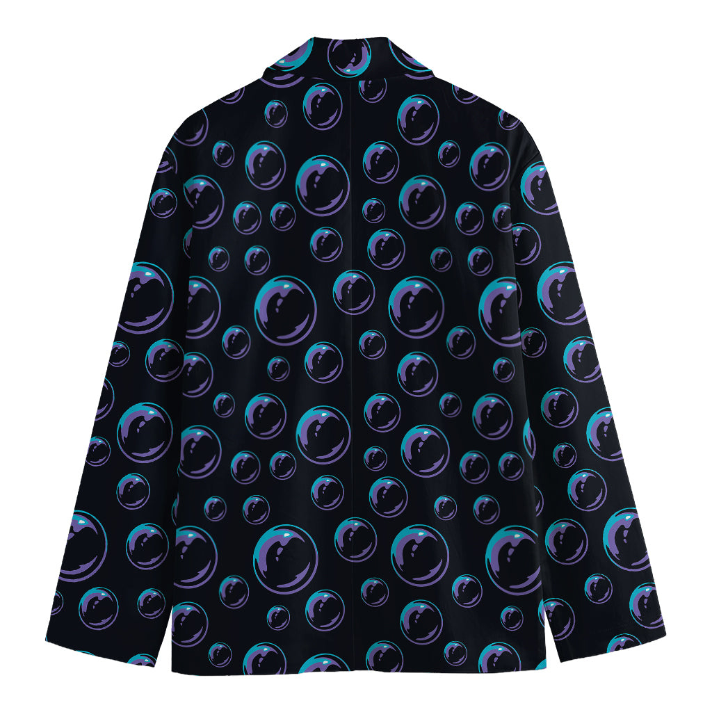 Blue And Purple Bubble Pattern Print Men's Cotton Blazer