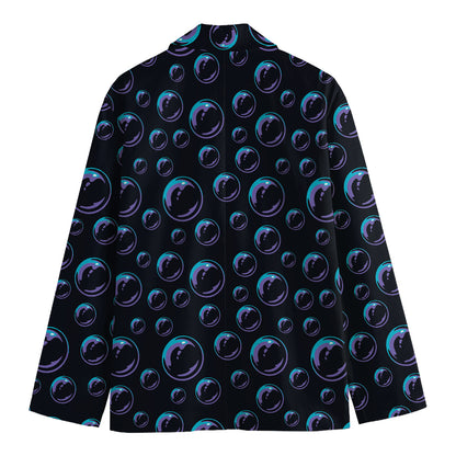 Blue And Purple Bubble Pattern Print Men's Cotton Blazer