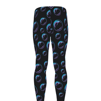 Blue And Purple Bubble Pattern Print Men's leggings