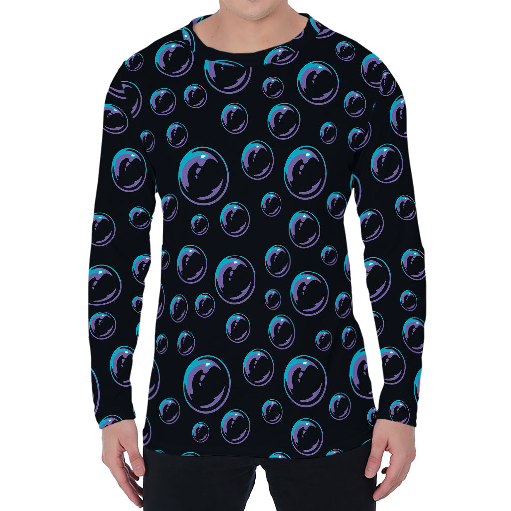 Blue And Purple Bubble Pattern Print Men's Long Sleeve T-Shirt