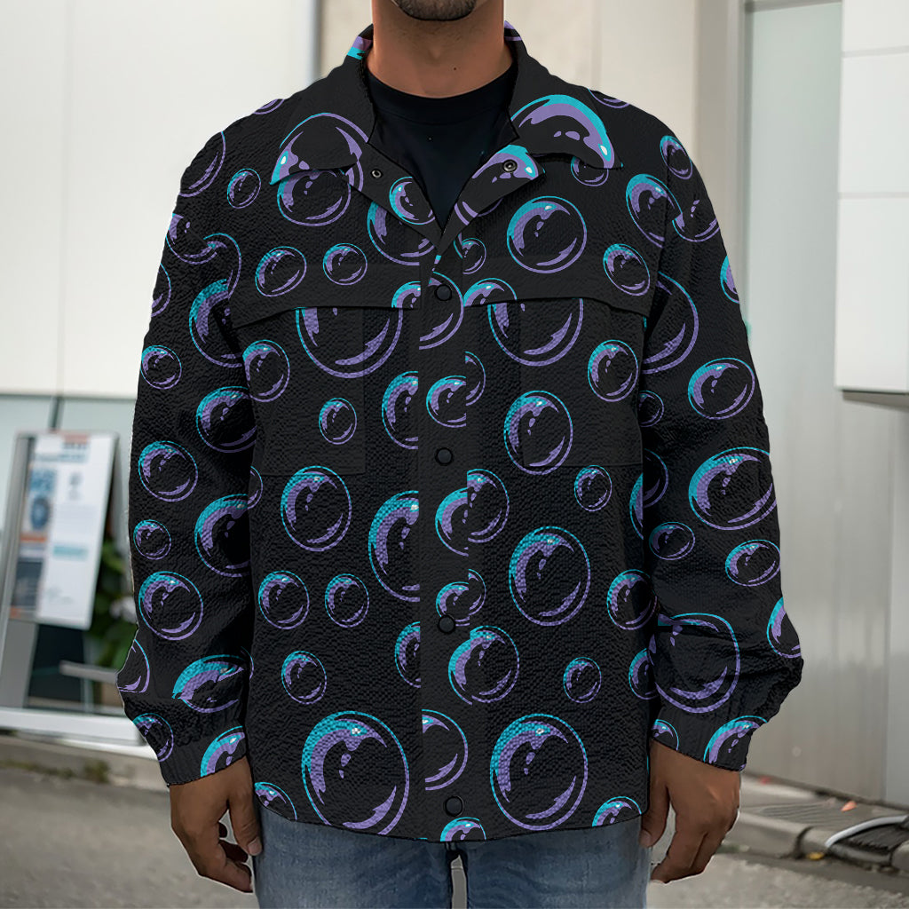 Blue And Purple Bubble Pattern Print Men's Shirt Jacket