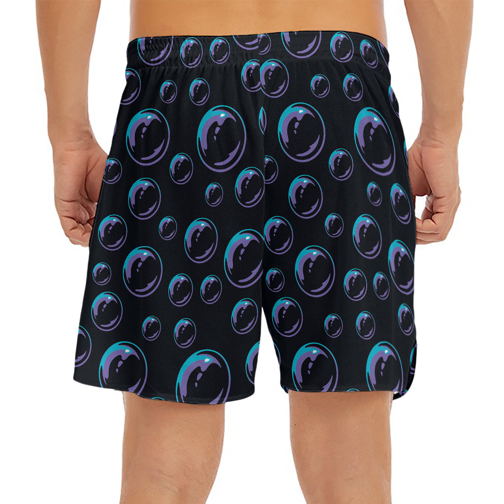 Blue And Purple Bubble Pattern Print Men's Split Running Shorts