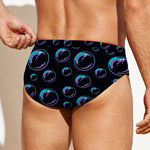 Blue And Purple Bubble Pattern Print Men's Swim Briefs