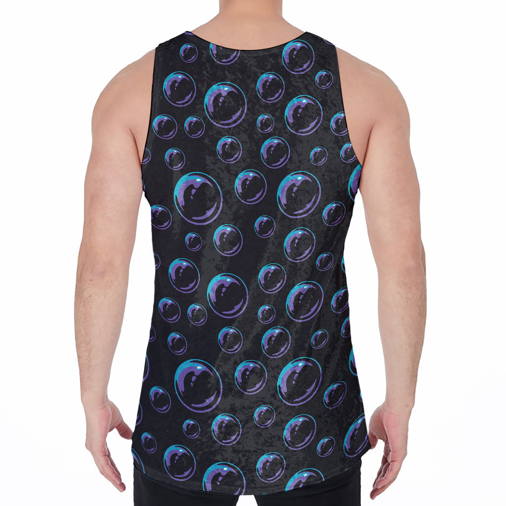 Blue And Purple Bubble Pattern Print Men's Velvet Tank Top