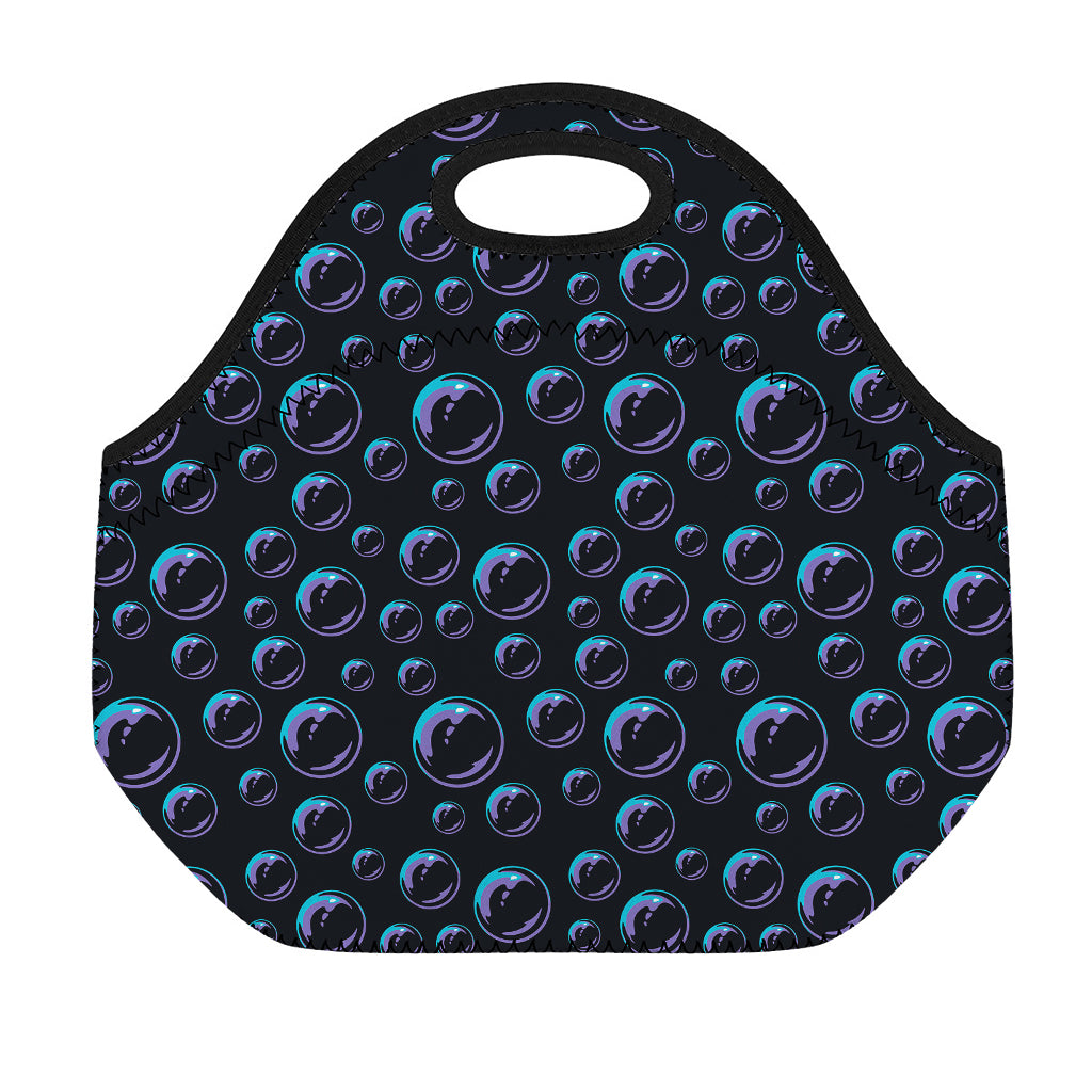 Blue And Purple Bubble Pattern Print Neoprene Lunch Bag