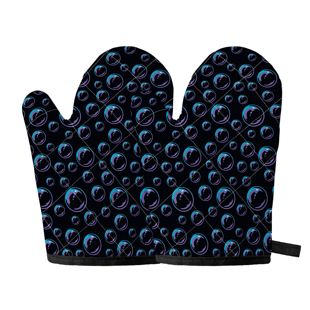 Blue And Purple Bubble Pattern Print Oven Mitts