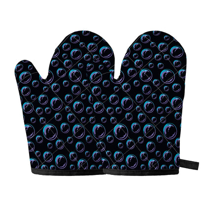 Blue And Purple Bubble Pattern Print Oven Mitts