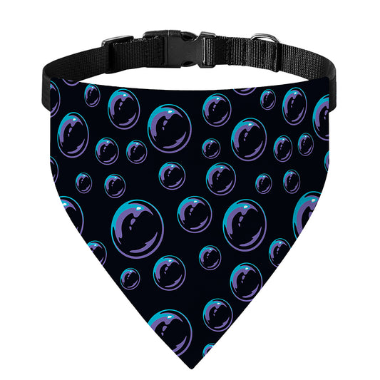 Blue And Purple Bubble Pattern Print Over The Collar Dog Bandana