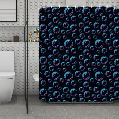 Blue And Purple Bubble Pattern Print Polyester Shower Curtain