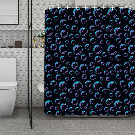 Blue And Purple Bubble Pattern Print Polyester Shower Curtain
