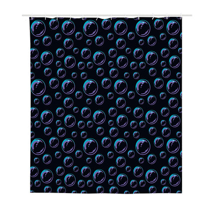 Blue And Purple Bubble Pattern Print Polyester Shower Curtain