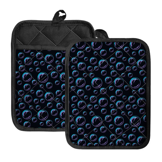 Blue And Purple Bubble Pattern Print Pot Holders With Pocket