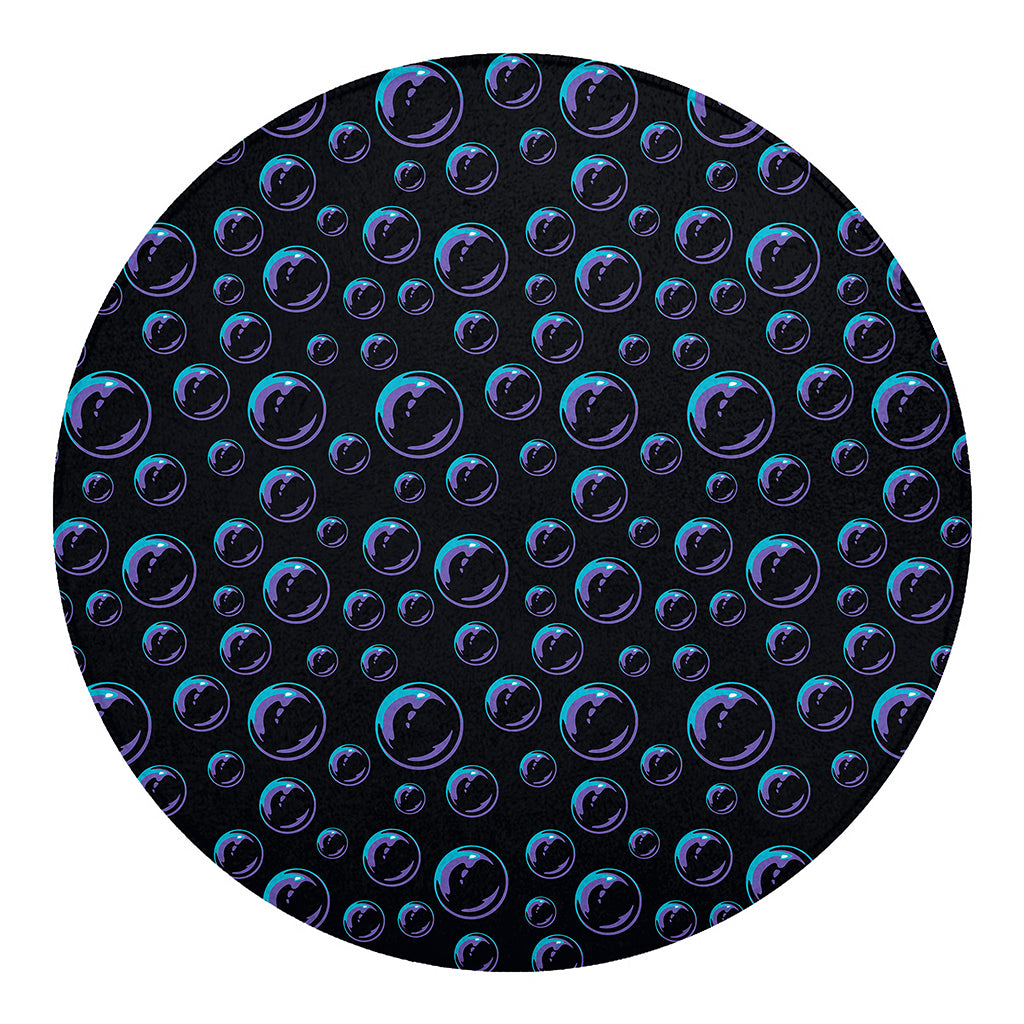 Blue And Purple Bubble Pattern Print Round Blanket