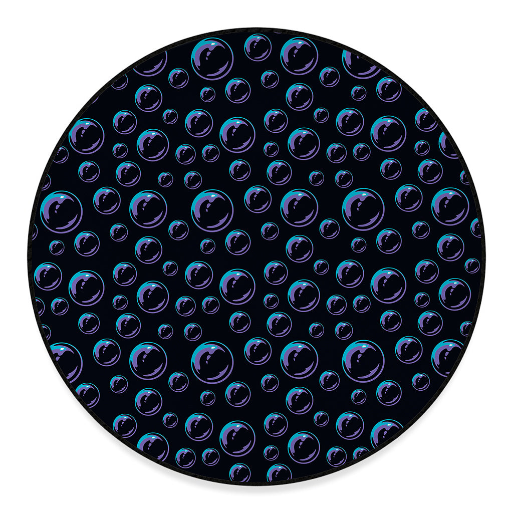 Blue And Purple Bubble Pattern Print Round Floor Mat