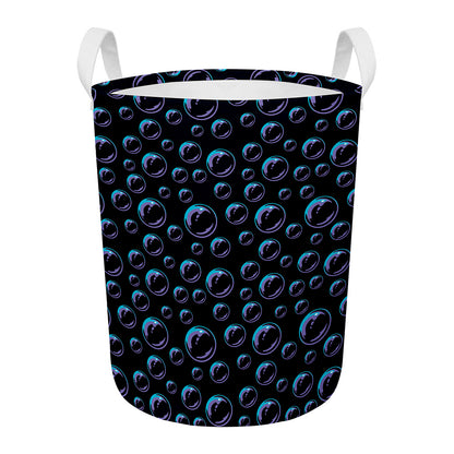 Blue And Purple Bubble Pattern Print Round Laundry Basket