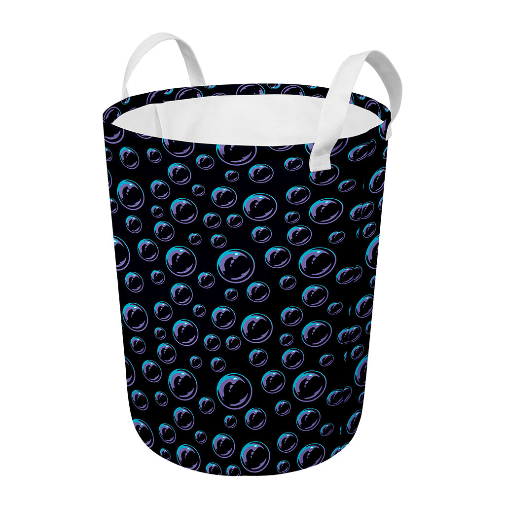 Blue And Purple Bubble Pattern Print Round Laundry Basket