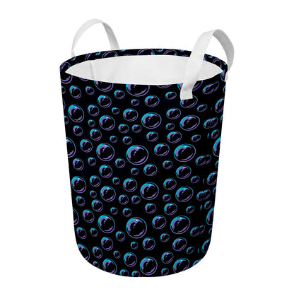 Blue And Purple Bubble Pattern Print Round Laundry Basket