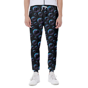 Blue And Purple Bubble Pattern Print Scuba Joggers