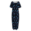 Blue And Purple Bubble Pattern Print Short Sleeve Long Nightdress