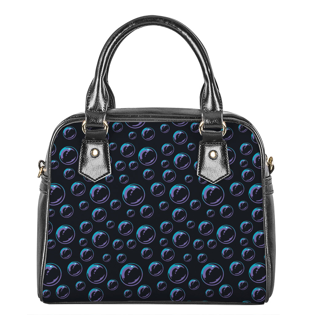 Blue And Purple Bubble Pattern Print Shoulder Handbag