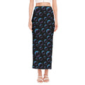 Blue And Purple Bubble Pattern Print Side Slit Maxi Skirt