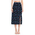 Blue And Purple Bubble Pattern Print Side Slit Midi Skirt