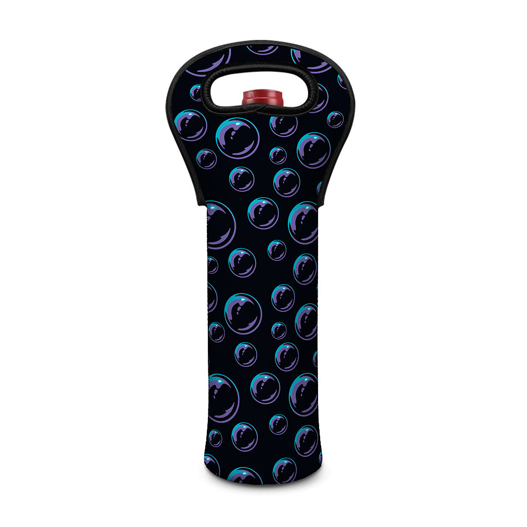 Blue And Purple Bubble Pattern Print Single Neoprene Wine Tote