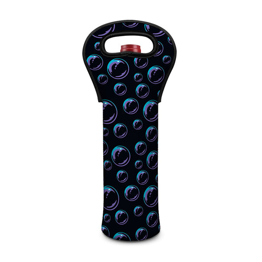 Blue And Purple Bubble Pattern Print Single Neoprene Wine Tote