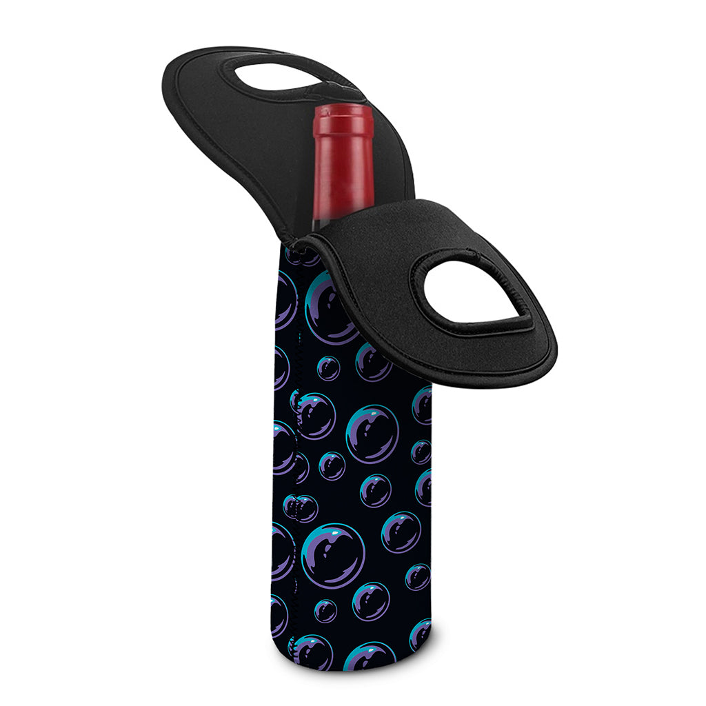 Blue And Purple Bubble Pattern Print Single Neoprene Wine Tote