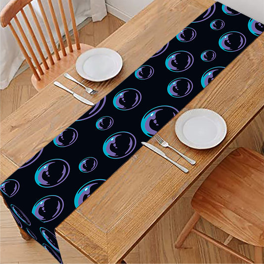 Blue And Purple Bubble Pattern Print Table Runner