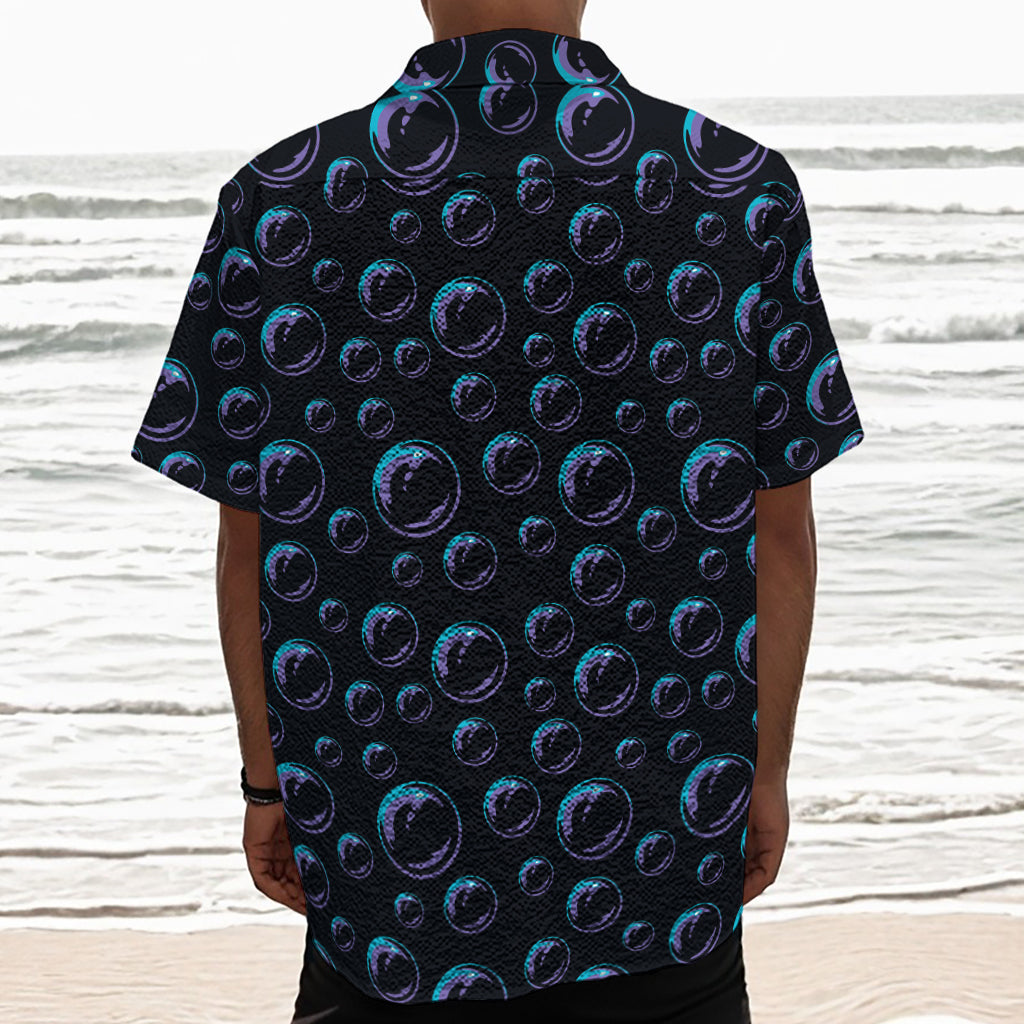 Blue And Purple Bubble Pattern Print Textured Short Sleeve Shirt