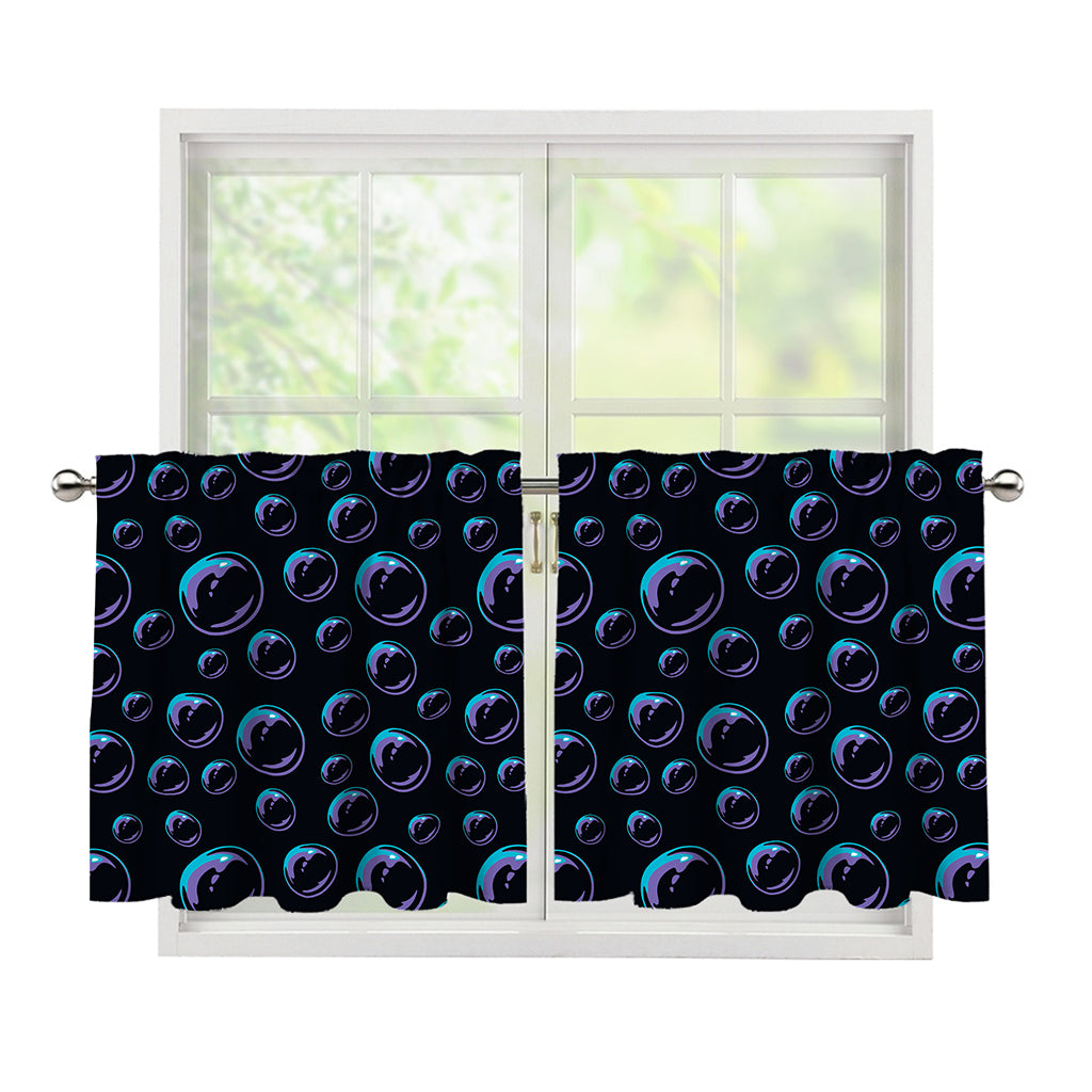 Blue And Purple Bubble Pattern Print Tier Curtains