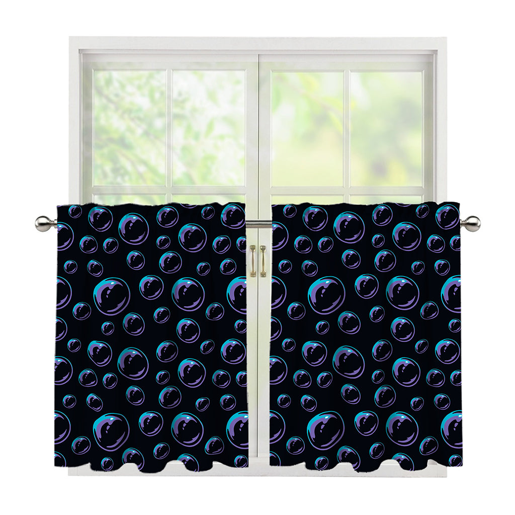 Blue And Purple Bubble Pattern Print Tier Curtains