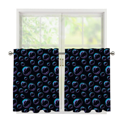 Blue And Purple Bubble Pattern Print Tier Curtains