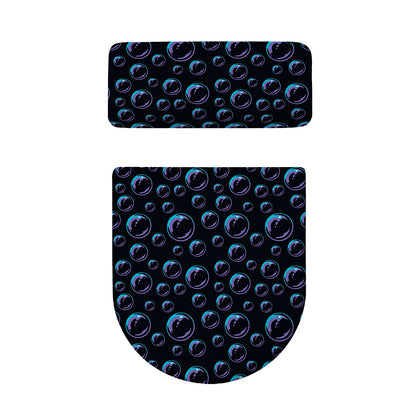 Blue And Purple Bubble Pattern Print Toilet Lid And Tank Cover Set