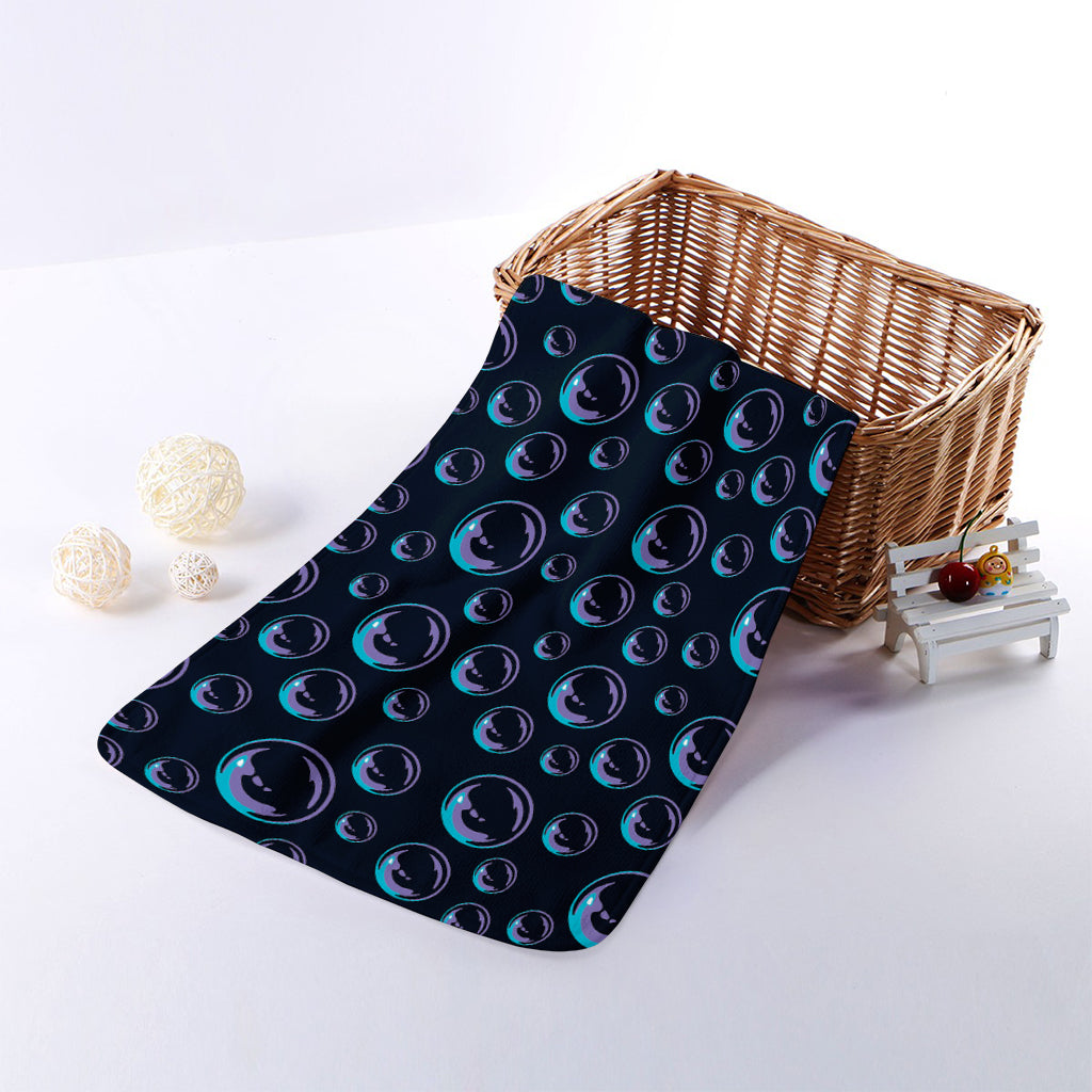 Blue And Purple Bubble Pattern Print Towel