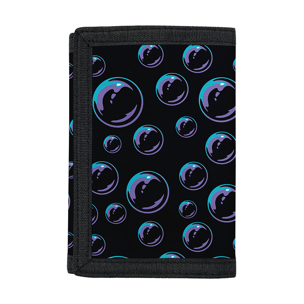 Blue And Purple Bubble Pattern Print Trifold Wallet