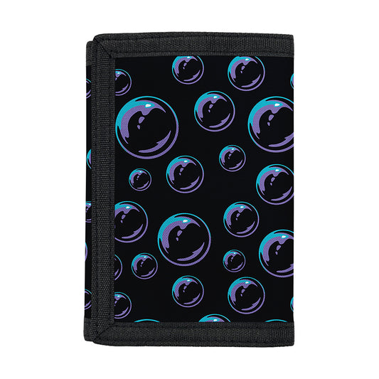 Blue And Purple Bubble Pattern Print Trifold Wallet