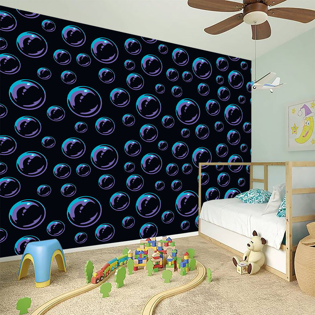 Blue And Purple Bubble Pattern Print Wall Sticker