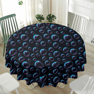 Blue And Purple Bubble Pattern Print Waterproof Round Tablecloth