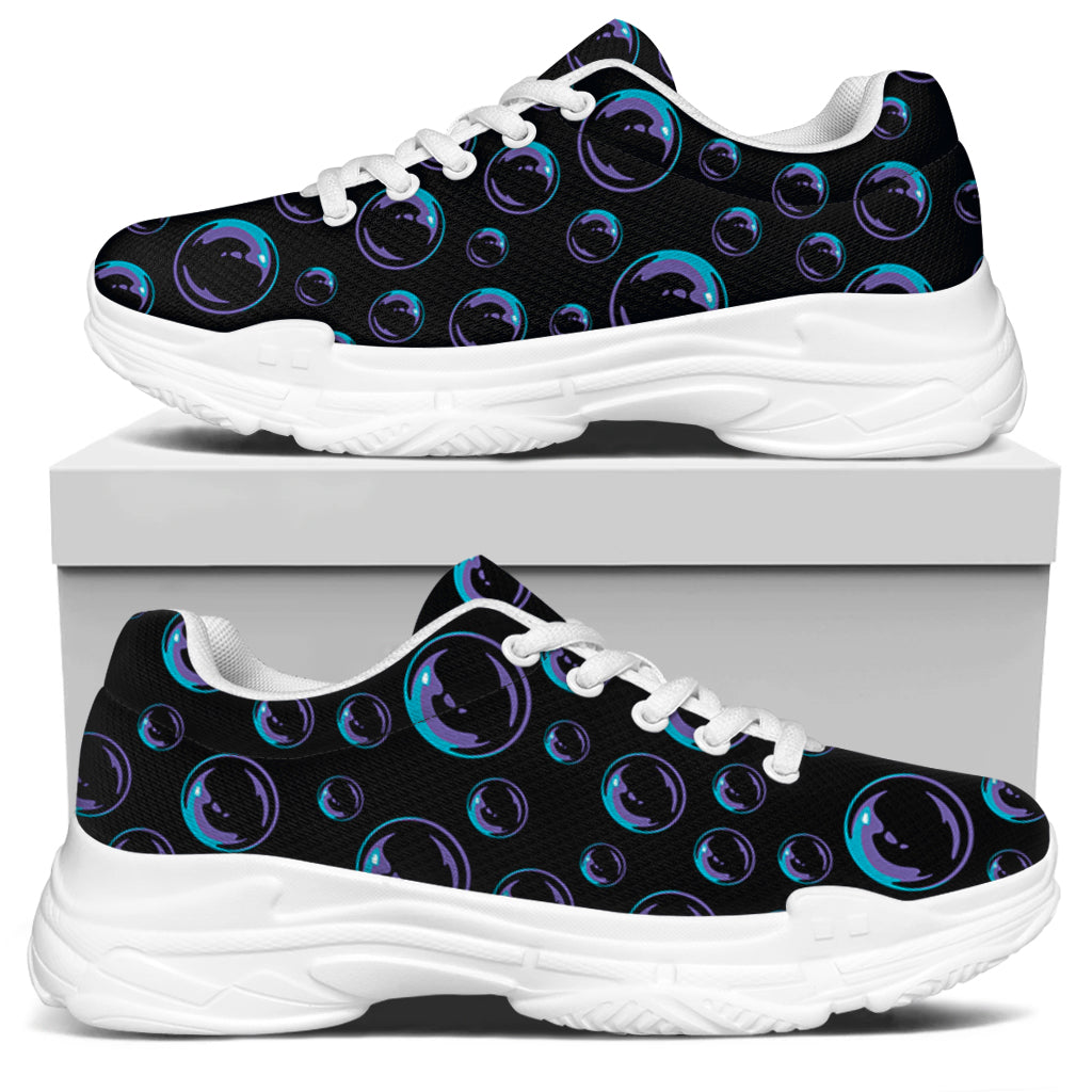 Blue And Purple Bubble Pattern Print White Chunky Shoes